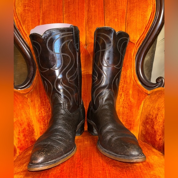 Vintage Rodeo Cowboy Boots pointed Toe Genuine Leather WesternBrown 10.5​
